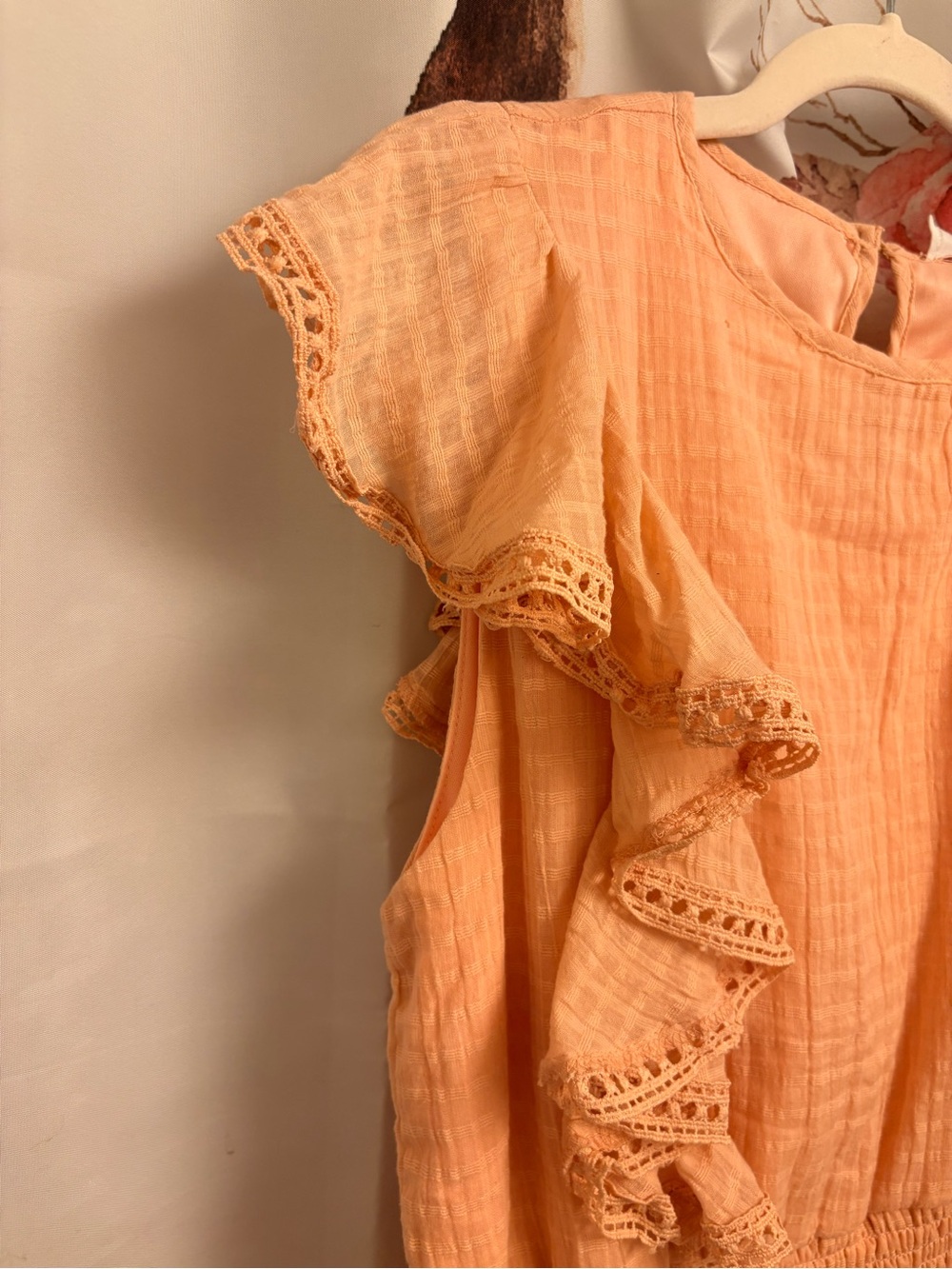 New Large Peach Ruffle Tiered Dress - Picture 2 of 8